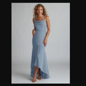 NWT Azazie Summer Dusty Blue Bridesmaid Dress Size A0